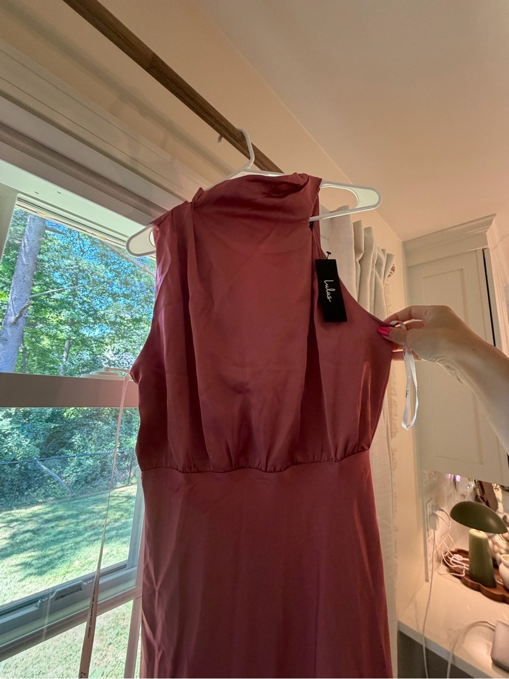 Lulu's Dusty Rose One-Shoulder Satin Dress